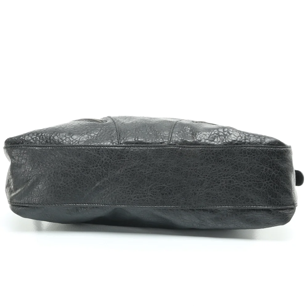 Beverly Hills Polo Club Shoulder Purse Faux Leather Hobo Bag17x13x4 Black/Silver